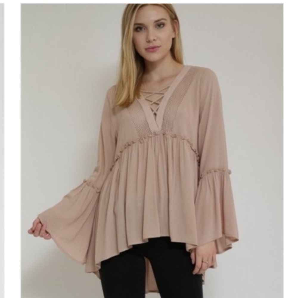 High low blouse taupe